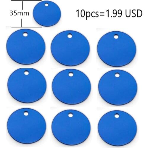 10pcs/lot aluminium tag 35mm Pet Cat Dog ID Tag Collar Accessories to be engraved For Dog Tag Name