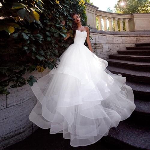 Jiayigong Corset Wedding Dresses Robe Mariee Sweetheart Sleeveless Applique Ruffles Bride Ball Gown Dress