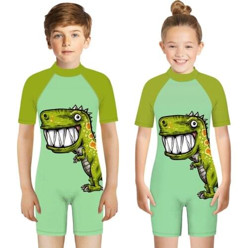 5-12Years Teen Kids Girl Boys 3D Print Cartoon Beach One Piece Swimsuit Swimwear boy swimwear white Cartoon dinosaur Bodysuit M4