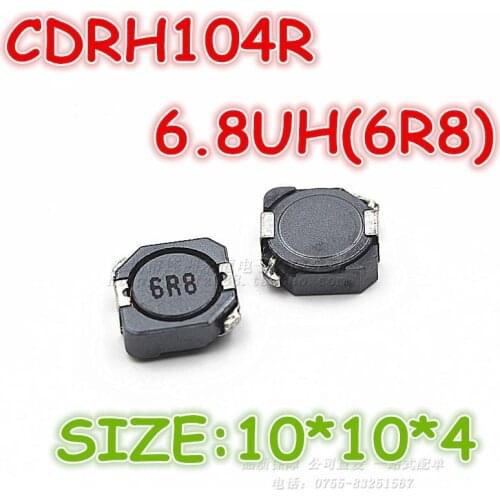 50Pcs/Lot CDRH104R 6.8UH (6R8) CD104 Size 10*10*4 MM Shielding Inductive Power/SMT Inductance/inductor