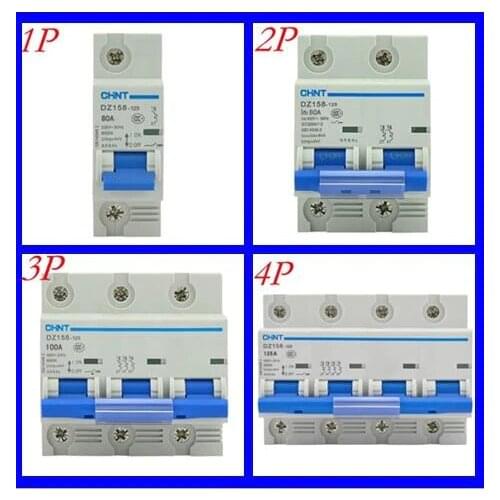 100pcs /lot Chint high power air switch air switch DZ158 2P 3P 100A