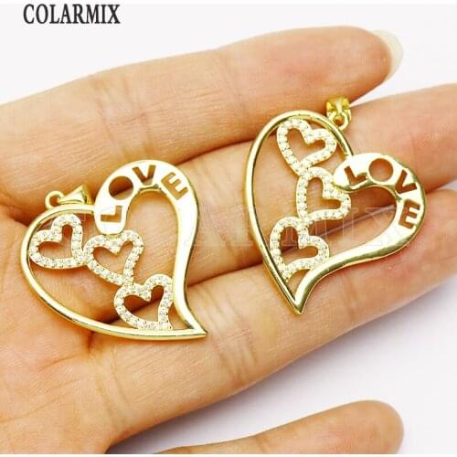 8 Pcs Zircon heart Pendant Hollow heart necklace pendants Charms jewelry for women accessories zircon pendants beads 8198