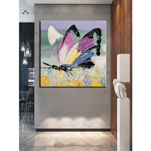 100% Handmade Unframe Butterfly Abstract Oil Painting Modern Wall Art Living Room No Frame Wall Pictures Home Decoration