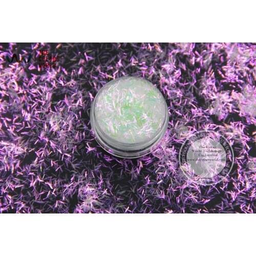 TCR325 White color with bullion iridescent purple and Green Color luster Strip short bar shape glitter 0.3*3MM Size for nail Art