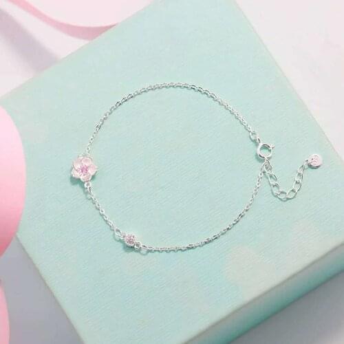 Real S925 Sterling Silver Cherry Womens rose quartz topaz Bracelet Hand Jewelry Pulseira Feminina Bizuteria Bracelets Gemstone