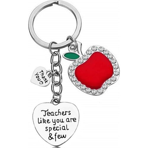 20pcs/lot Stainless Steel Thanksgiving Teacher Education Thank You Keychain For Teachers Gift Key Ring