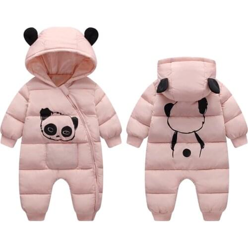 Toddler Snow Suit Baby Boy Rompers Overalls Winter Baby Snowsuit Cartoon panda Thick Warm Newborn Baby Girl Jumpsuit