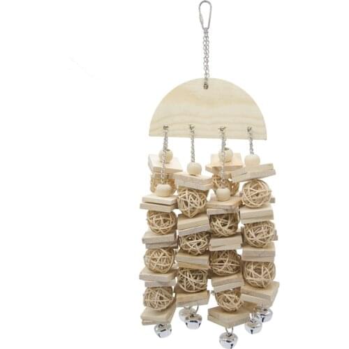 Parrot Toy Natural Wood Bird Chew Toy Bird Cage Hammock Hanging Toy Suitable for All Kinds of Parrots