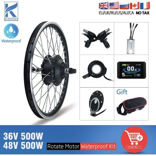 Electric Bike Kit 36V 48V 500W Rear Rotate Wheel Motor 16-29 Inch 700C All Waterproof Plug For eBike Conversion Kit