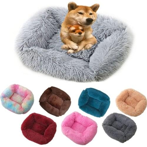 Square Super Soft Dog Bed House Dog Cat Mat Winter Warm Sleeping Dogs Puppy Nest Long Plush Pet Cushion Portable For cat Basket