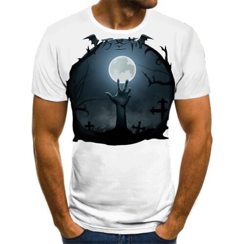 KYKU Brand Halloween T shirt Men Moon Funny T shirts White Tshirts Casual Hip Hop Anime Clothes Short Sleeve T shirts Fashion