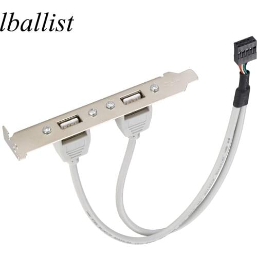 Lballist Dual 9pin Header to 2 Ports USB 2.0 Female Cable Back PCI Panel Bracket For Desktop Computer