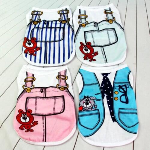 Summer False Two-Piece Cotton Tshirt Pet Dog Clothes for Small Dogs Clothing Chihuahua Vest for Yorkies Puppy Pug Apparel XS-2XL