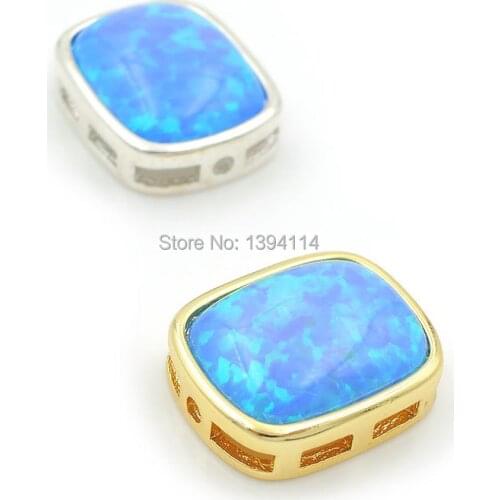 14*12*6mm Copper Oblong Settings Of Gluing Blue Opal Flat Beads Fit For Making DIY Bracelets Jewelry