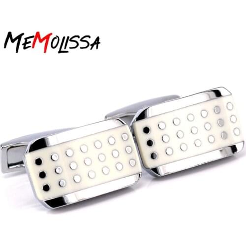 MeMolissa Luxury Xmas Gift Enamel Men French Cufflink High Quality Zinc Alloy Silver Cufflinks Wedding Shirt Cuff Links