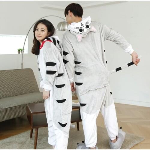 Animals Chis Cat Sweet Home Costume Adult Men Onesies Kigurumi Flannel Women Anime Jumpsuit Disguise Onepiece Hooded Suit
