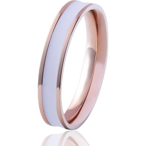 Fashion Jewelry Simple Design Size 3 to 11 Enamel Rings Stainless Steel Colour Rose Gold Ring For Woman And Child Anillo Bijou