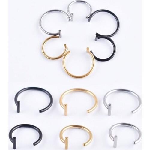 J60E 5 Pcs Fake Piercing Stud Set Ear Lip Nose Rings Fake Diaphragm Clip Lip Hoops