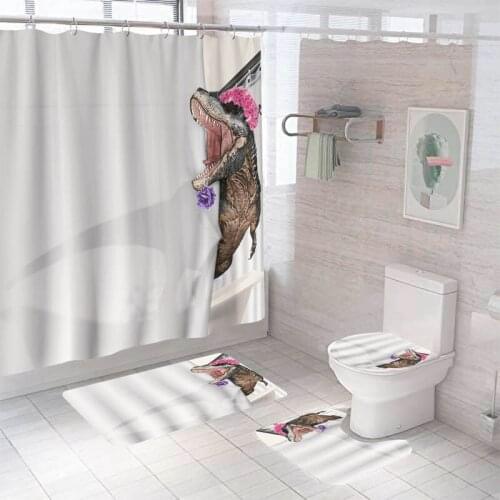Washable Waterproof Bathroom Shower Curtain Sets Toilet Seat Cover Non-Slip Bath Mat Rug Carpet Bathroom Decor Polyester Fabric