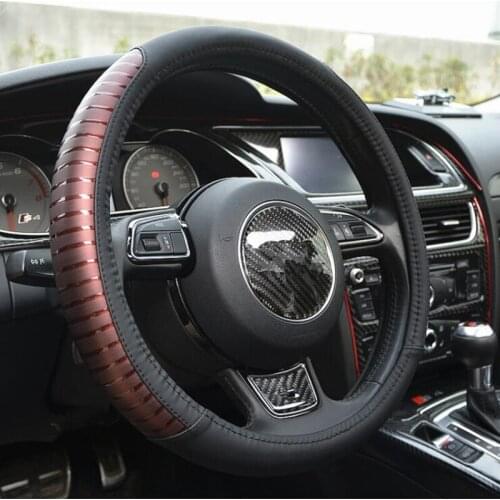 New Car Steering Wheel Cover Artificial Leather Steering-Wheel Covers Breathable Fabric Braid Auto Accessories 37-38CM