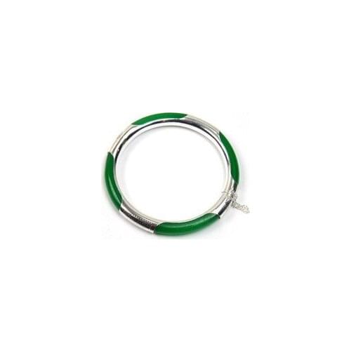 Wholesale good natural Dark Green gem 925 Hinged Bangle Bracelet Bangle Quartz stone Wedding Girl MEN Quartz jewelry