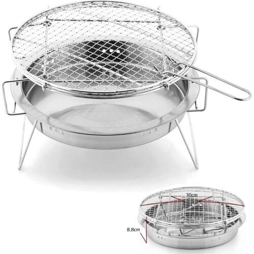 Outdoor stainless steel BBQ grill small portable barbecue grilled net camping picnic charcoal folding barbecue
