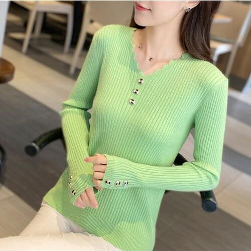V-neck Pullovers sweater Women Tops casual Fall winter new splice sweater Female Jumper Ladies Ladies sweaters Pull femme 2020