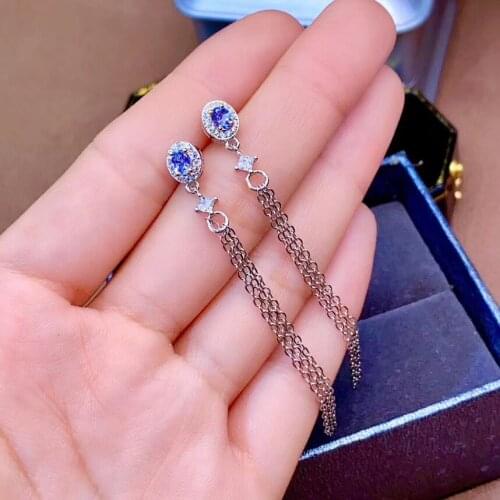 Natural tanzanite stud earrings, beautiful colors, 925 silver exquisite craftsmanship, latest design