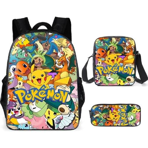 Pokemon Pikachu Backpack Laptop School Bag for Boys Cartoon Pencil Case Kawaii Schoolbag Anime Bag School Supplies Kids Gifts