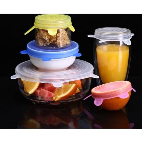 Silicone six-piece fresh-keeping cover stretched bowl cover refrigerator microwave sealed fresh-keeping film