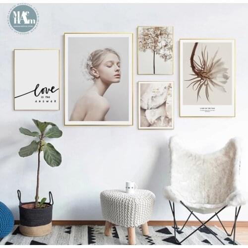 Nordic Flowers girls wall art Canvas posters Painting Prints creative Figures landscape Pictures for Living Room Morden Decor