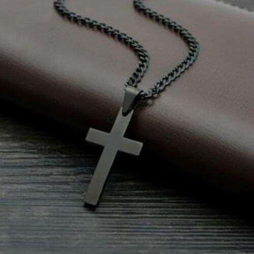 Vintage Cross Pendant Necklace Stainless Steel Necklace New Design Black Chain Pendant Necklace Men Women Necklace