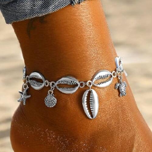 ZG New Silver Color Turtle Shell Anklets For Women Bohemian Anklet Bracelets On The Leg Female Foot Jewelry 2019 Drop Shipping
