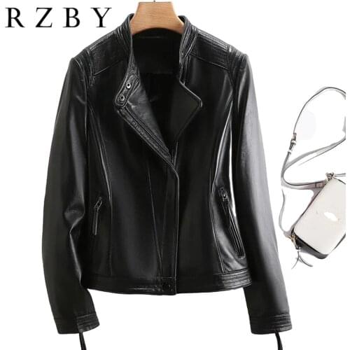 100% Real Sheepskin Veste Femme Genuine Leather Women Jacket Plus Size Casual Real Leather Jaqueta De Couro Feminina RZBY649