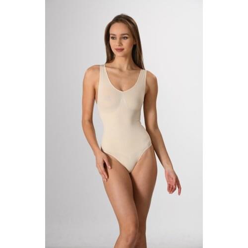 Women Body Corset Reducing 1 Size Thick Strap With Snap Fastener White Knitted Seamless Soft Yoga Pants