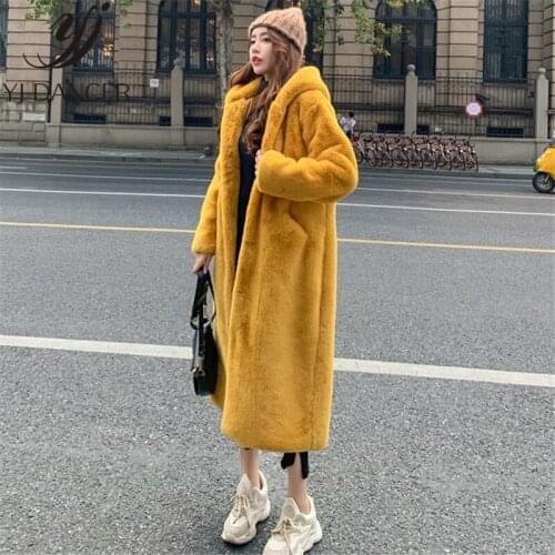 Winter Korean Version Casual Long Fur Coat 2019 New Fashion Loose Hooded Overcoat Long Sleeve Thick Warm Coat Female ZZZ228