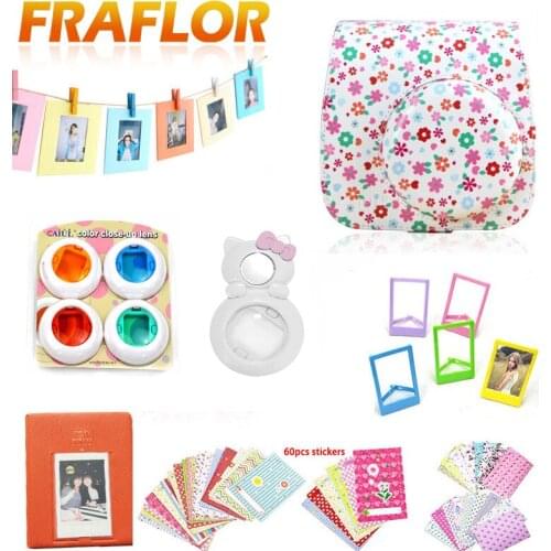 009 Fujifilm Instax Mini 8 Instant Camera Accessory Bundles Set 8 In 1 Shoulder Camera Bag Case Soft PU Leather Bag Accessories