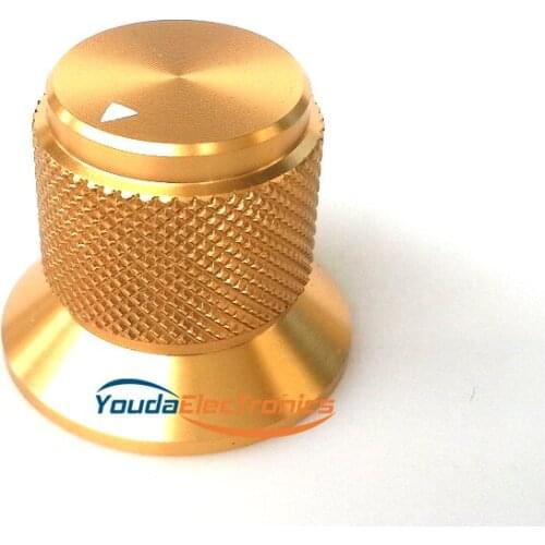 1PC 30X25x22.5mm Gold Color Aluminium AMP volume potentiometer Knob 6.0mm hole