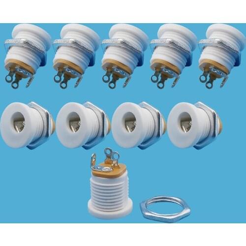 10Pcs/lot White DC-022 5.5*2.1 / 5.5 x 2.1mm DC Power Female Jack Panel Mounting Connector DC Socket Charging Connectors