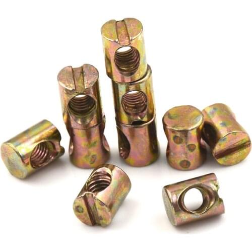 10pcs M5 Barrel Bolts Nut Cross Dowel Slotted Furniture Nut for Beds Chair Screw