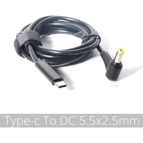 5.5x2.5mm) USB Type C PD Laptop Charging Cable Cord Dc Power Adapter Converter DC 5.5*2.5mm Male 90 Degrees Right Angled