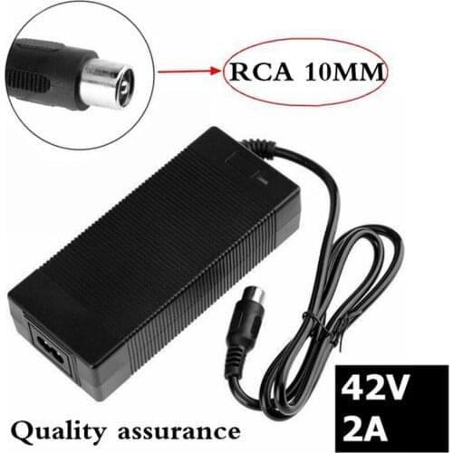 50pcs 36V Charger RCA 10mm Plug Lotus Connector Output 42V 2A Electric Bike Powerboard Lithium Battery Charge Scooter