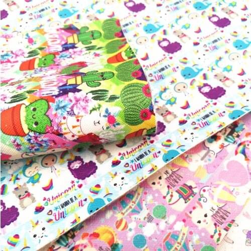 Free shipping A4 20*33CM cartoon llama print synthetic leather fabric for DIY accessories BHY653