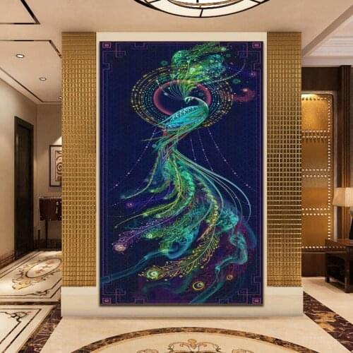 Full Square Drill 5D DIY Diamond Painting "Green peacock" Embroidery Cross Stitch Mosaic Home Decor Gift Y2862