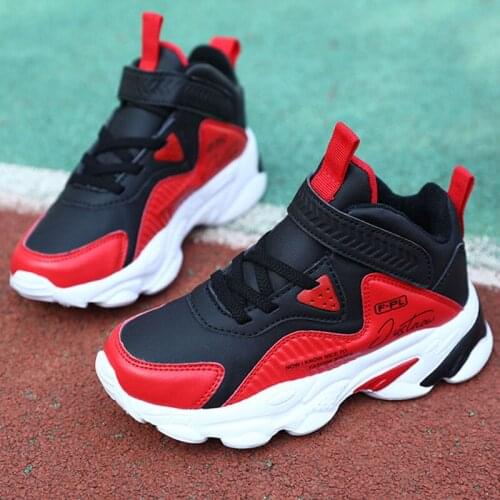 Boys basketball shoes 2020 new spring and autumn childrens sports shoes winter plus velvet warm little boy two cotton shoes