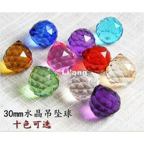 Free Shipping Modern 20pcs/lot 30MM Mixed Colorful Crystal Ball DIY Pendants For Chandelier Parts,Home Wedding /Party Decoration