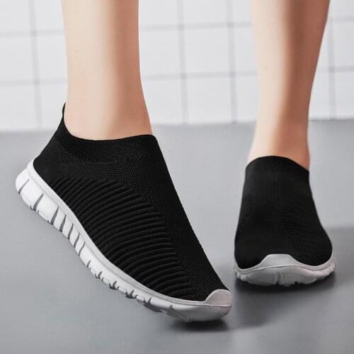 Big Size Summer Slip-ons Sneakers Socks for Women Sport Shoes Woman Running Shoes Ladies Sports Shoes for Girls Black GMB-1727