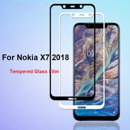 For Nokia X7 2018 High Quality Explosion-proof Tempered Glass Full Cover Screen Protector Film White Black color Glass Film