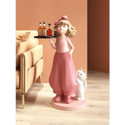 FRP Creative Girl Living Room Tray Ornaments Large Landing Nordic Move New Home Decoration Gift Cat Multi-Function Side Table