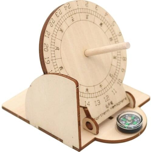 Equatorial Sundial Clock Child Wood Scientific Model Desktop Compass Gnomon
